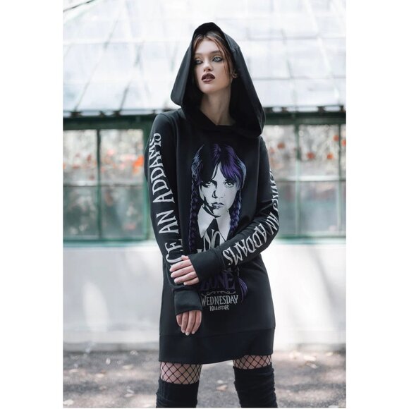 Killstar Tops - Killstar x Wednesday Collab Longline Hoodie Sz M L XL No Hug Zone Addams Family
